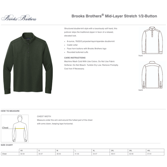 Brooks Brothers® MidLayer Stretch 1/2Button